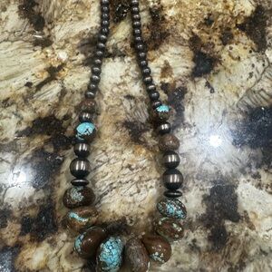 Turquoise and Brown Beaded Necklace